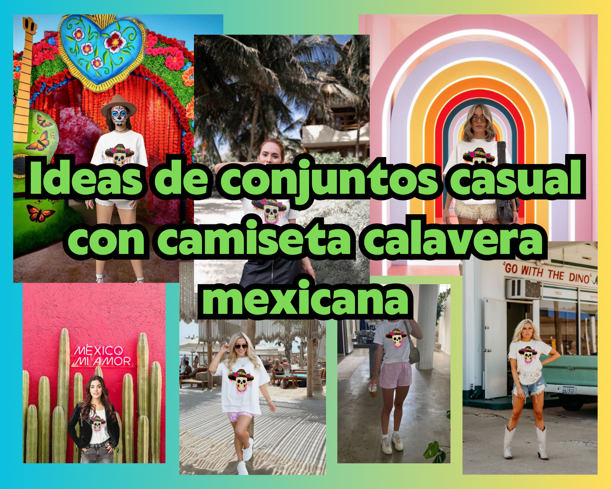 Ideas de conjuntos casual con camiseta calavera mexicana