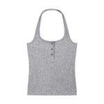 Women's Ribbed Henley Tank Top