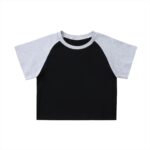 Color-Blocked Raglan Sleeve Crop Top