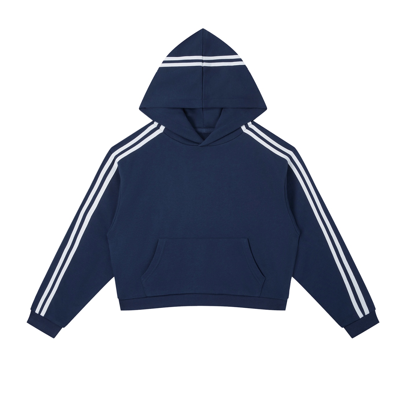 https://ajmall-vc-public-bucket.oss-us-west-1.aliyuncs.com/hugepod/material/custom_printing/54c78be457224f70a4c5a92d464c4cd9.png Contrast Side Stripe Cropped Hoodie - Image 1