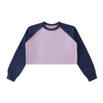 Raw-Hem Color-Block Raglan Crop Sweatshirt - Image 7