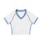 Contrast Trim V-Neck Crop T-Shirt