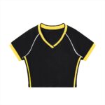 Contrast Trim V-Neck Crop T-Shirt - Image 2
