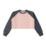 Raw-Hem Color-Block Raglan Crop Sweatshirt - Image 5