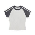 Contrast Stripes Bodycon Raglan  Sleeve T-Shirt - Image 6