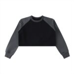 Raw-Hem Color-Block Raglan Crop Sweatshirt